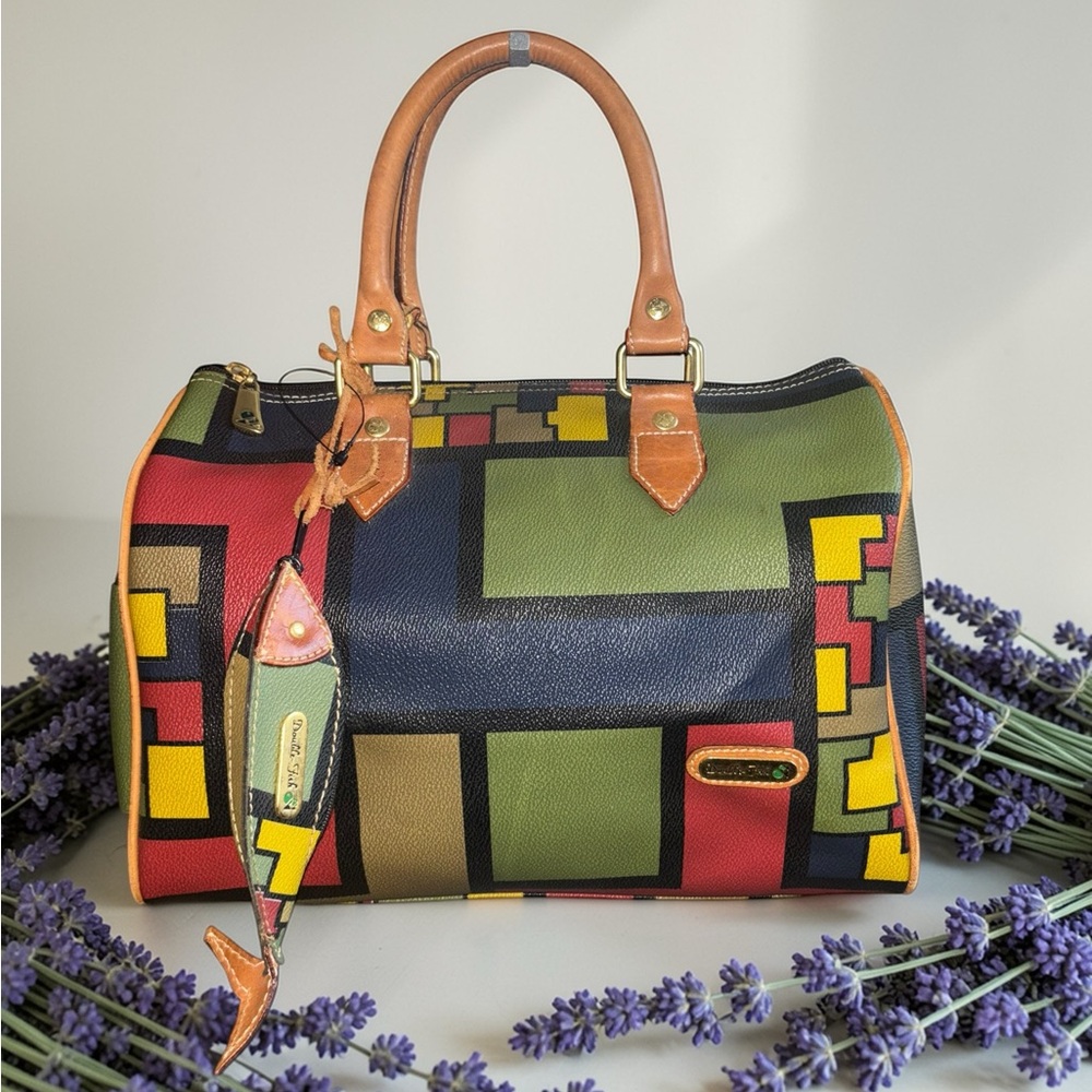 Vintage Double Fish Boston Bag (Geometric Pattern)